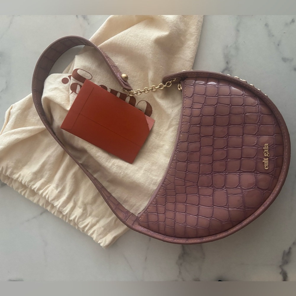 Cult Gaia Croc-Embossed Mauve Shoulder Bag (New With Tags) - Picture 5 of 10